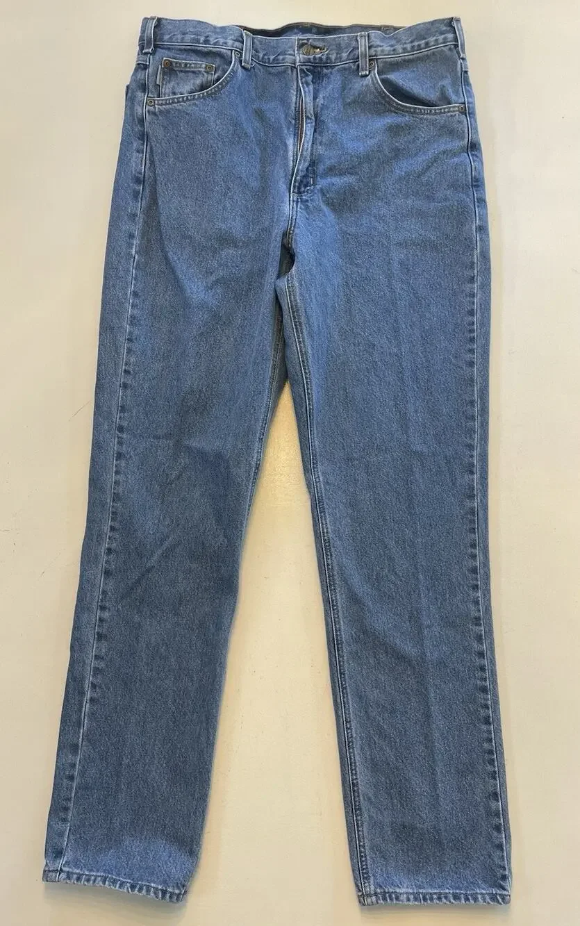 Men Carhartt B18 STW Med Wash Denim Blue Jeans 38 x 36 (Fit: 37 x 35) Straight